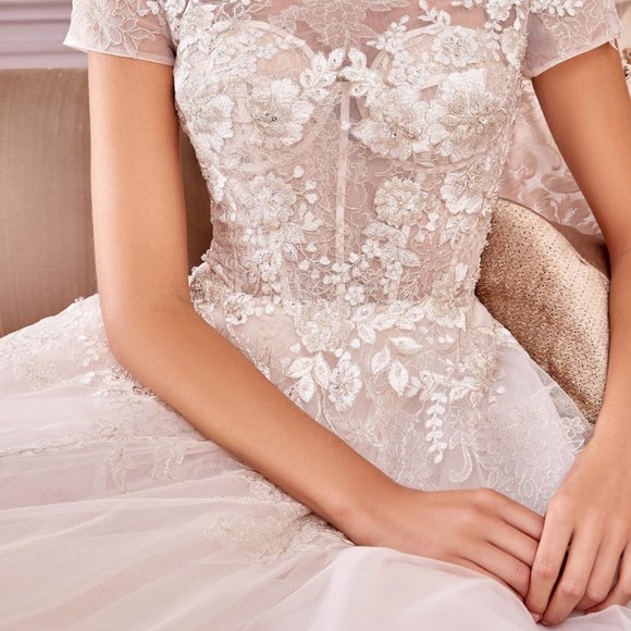 OFF WHITE PROM PARTY WEDDING BRIDAL FORMAL A-LINE ROSE-FILLED TEA DRESS A1026S - Picture 2 of 10